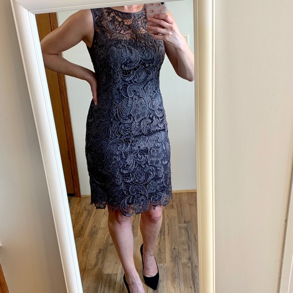 Adrianna Papell Dresses & Skirts - Adrianna Papell Illusion Neck Lace Sheath Dress